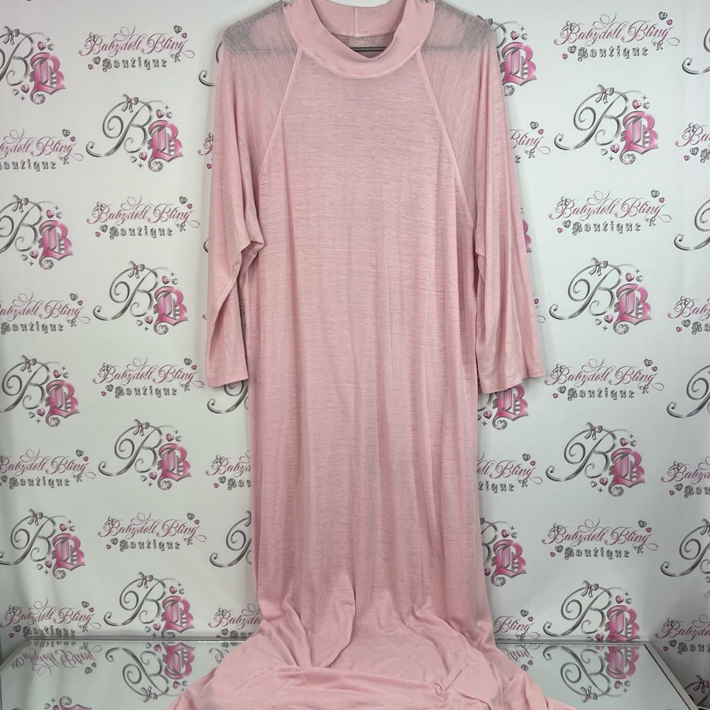 Dress long maxi long sleeves light baby Pink Long Sleeve Dress stretchy